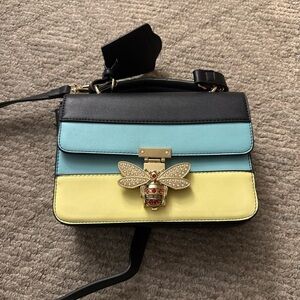 Stylish Black, Blue, and Yellow Women's Bag